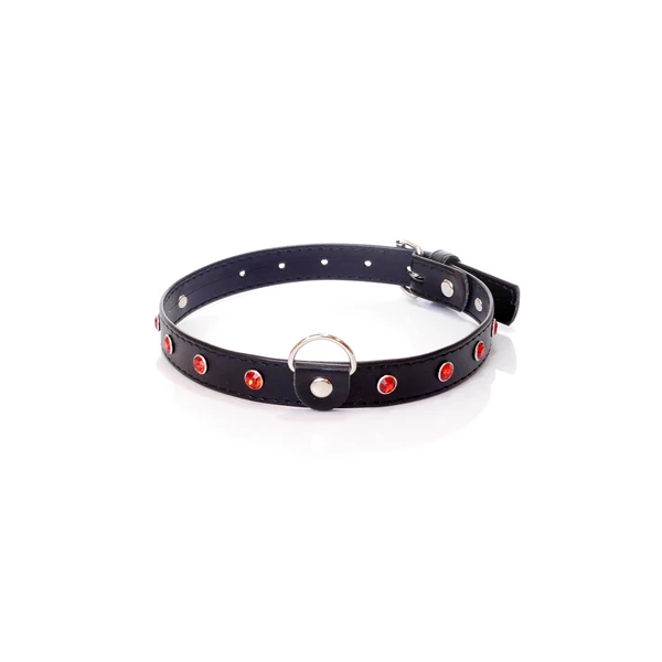Fetish Fantasy Collar 2 Cm. Red Crystal - Obroża na szyje, Czarno-czerwona