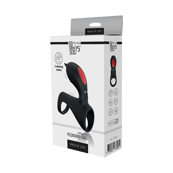 Dream Toys Pierścień Pleasure Cage - Wibrujący pierścień na penisa