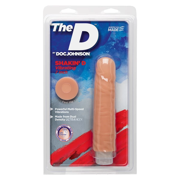 Doc Johnson The Shakin D Vibr Vanilla 7 Inch - Dildo wibrujące