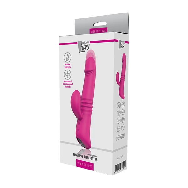 Dream Toys Heating Thruster Pink - Rotujący i pulsujący wibrator króliczek z funkcją ogrzewania