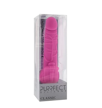 Dream Toys Purrfect Silicone Classic 7 Inch Pink - Dildo wibrujące, różowe