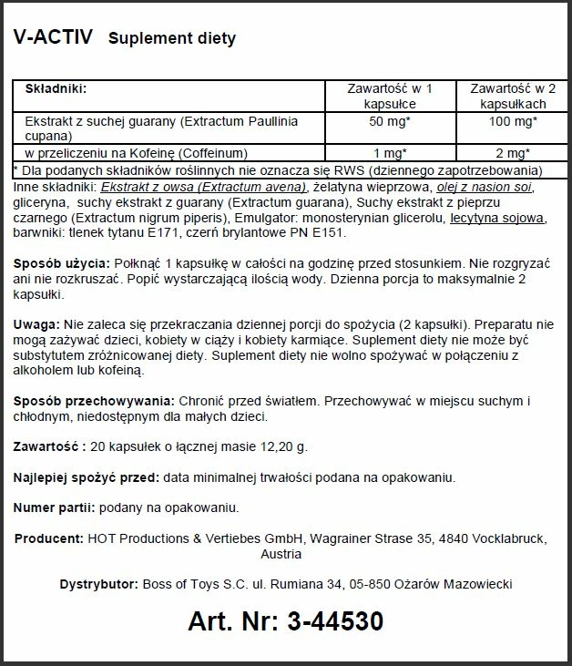 HOT V Activ Caps For Men 20Caps - Kapsułki na erekcję