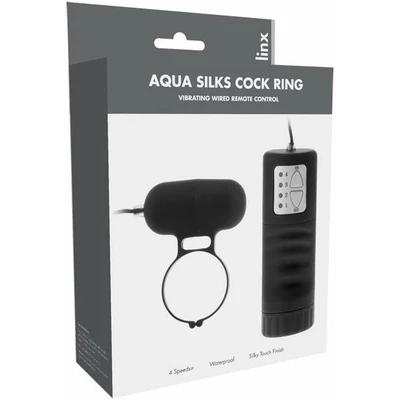 Kinx Linx Aqua Silks Cock Ring Black Os - Pierścień wibrujący na penisa