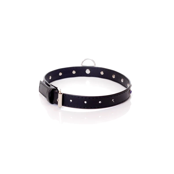 Fetish Fantasy Collar 2 Cm Navy Blue Crystal - Obroża na szyje, Czarno-niebieska