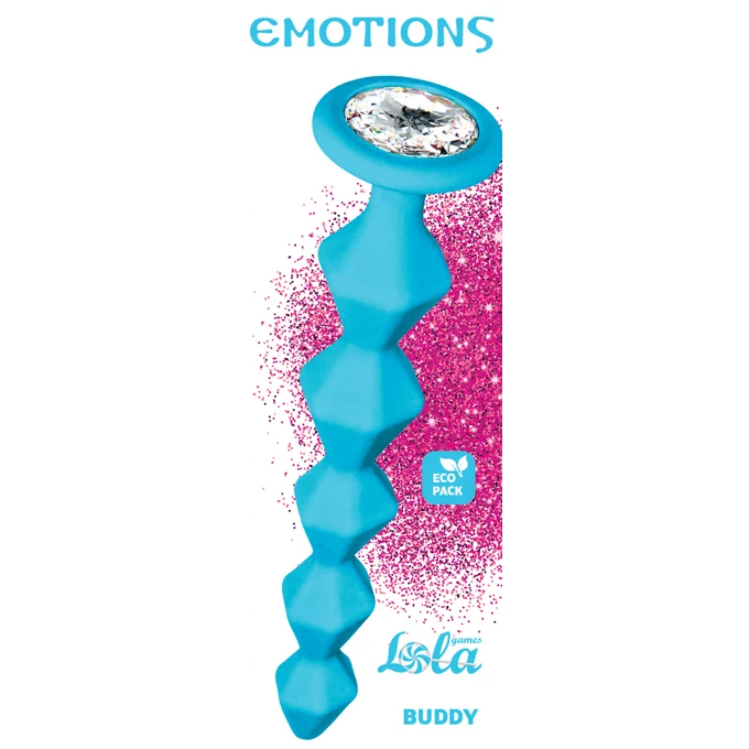Lola Games Anal Bead With Crystal Emotions Buddy Turquoise - Koraliki analne z kryształem, niebieskie