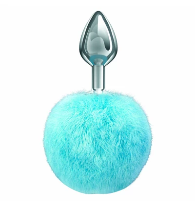 Lola Games Anal Plug Diamond Twinkle Blue - Korek analny z pomponem, niebieski