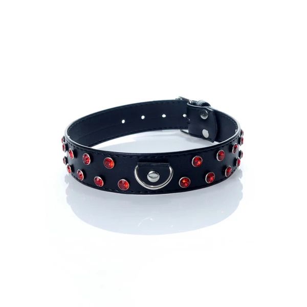 Fetish Fantasy Collar 3 Cm. Red Crystal - Obroża na szyje, Czarno-czerwona