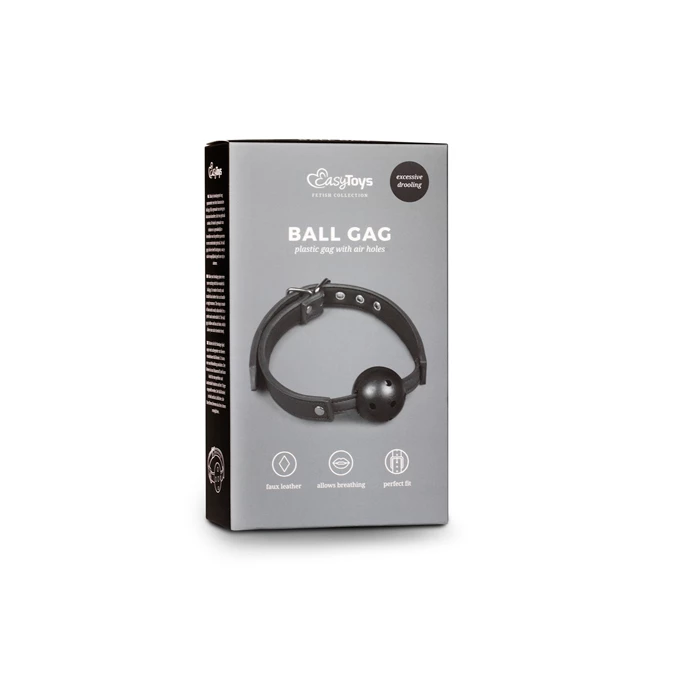 Easy Toys Ball Gag With Pvc Ball Black - Knebel z kulką, czarny