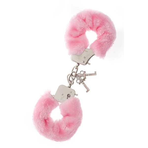 Dream Toys Metal Handcuff With Plush Pink - Kajdanki z futerkiem, różowe