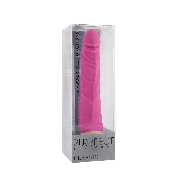 Dream Toys Purrfect Silicone Classic 7.1 Inch Pink - Dildo wibrujące, różowe