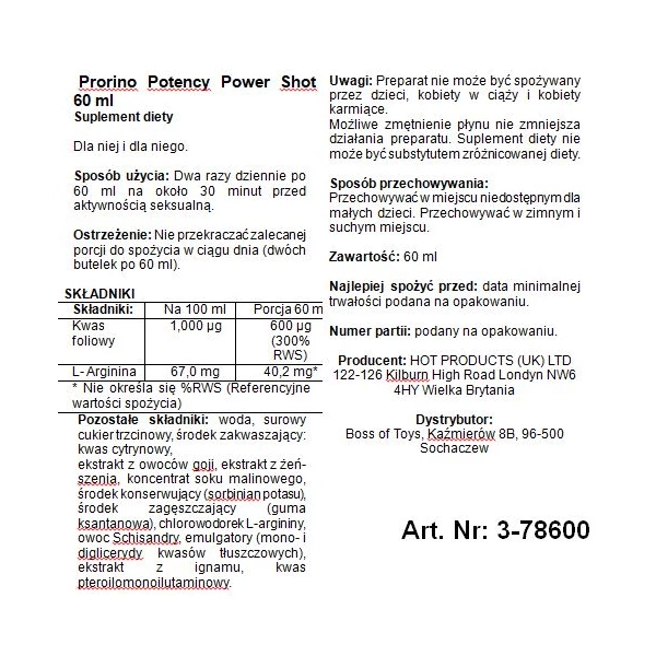 HOT Supl.Diety Prorino Potency Power S60 Ml - Krople na erekcję