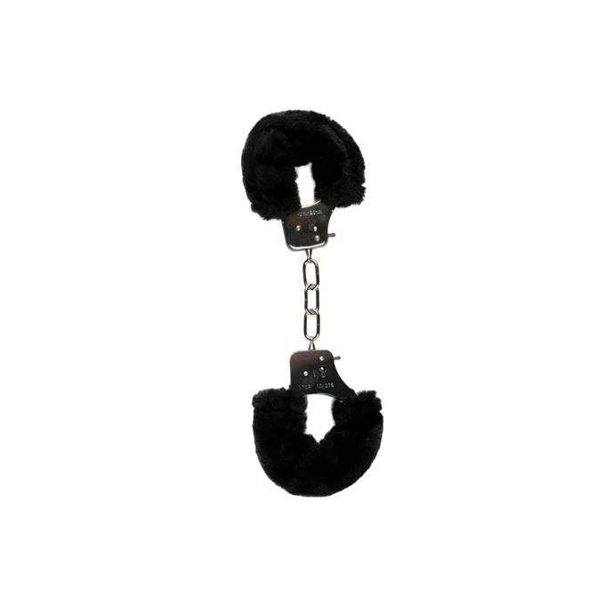 Easy Toys Furry Handcuffs Black - Kajdanki z futerkiem, czarne