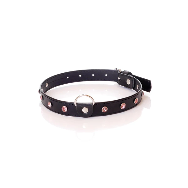 Fetish Fantasy Collar 2 Cm Pink Crystal - Obroża na szyje, Czarno-różowa