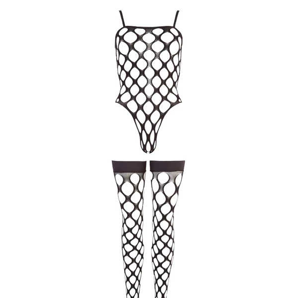 Mandy Mystery lingerie Body And Stockings S-L - komplet, czarne