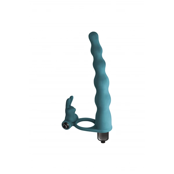 Lola Toys Strap On Pure Passion Jungle Bunny Green - Wibrujący pierścień na penisa z koralikami analnymi, zielony