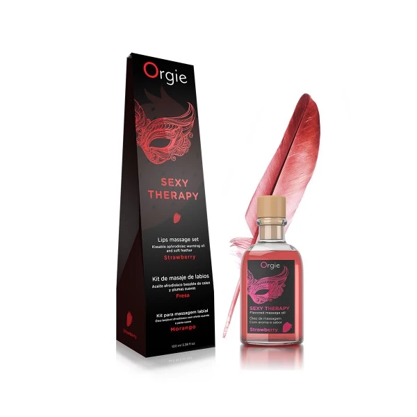 Orgie Lips Massage Kit Strawberry 100 Ml - Zestaw do masażu ust