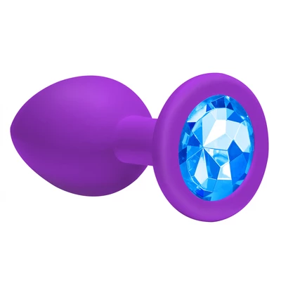 Lola Toys Anal Emotions Cutie Medium Purple Blue Crystal - Korek analny z diamentem, niebieski