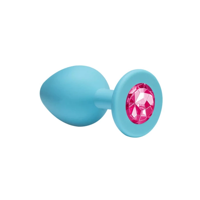 Lola Toys Anal Emotions Cutie Small Turquoise Pink Crystal - Korek analny z diamentem, błękitny