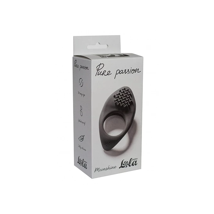 Lola Toys Erection Vibroring Pure Passion Moonshine Black - Wibrujący pierścień erekcyjny, czarny