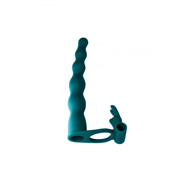 Lola Toys Strap On Pure Passion Jungle Bunny Green - Wibrujący pierścień na penisa z koralikami analnymi, zielony
