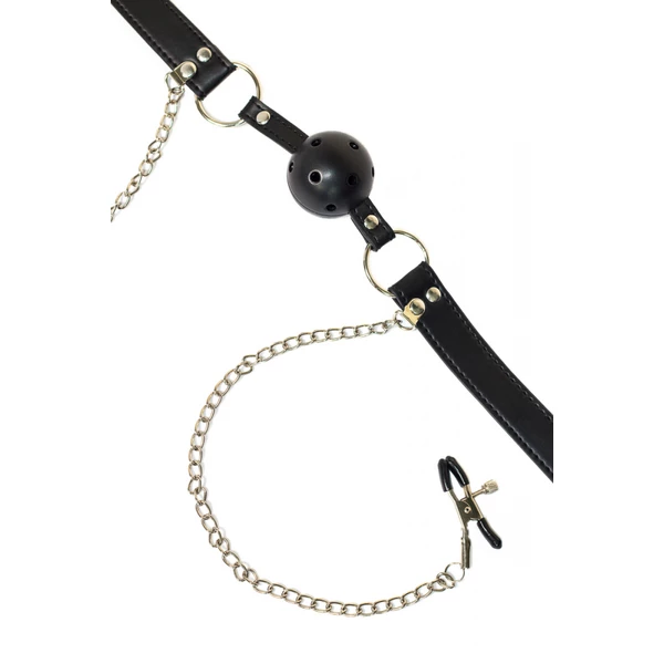 Lola Games Ball Gag With Nipple Clamps Party Hard Gratitude - Knebel z zaciskami