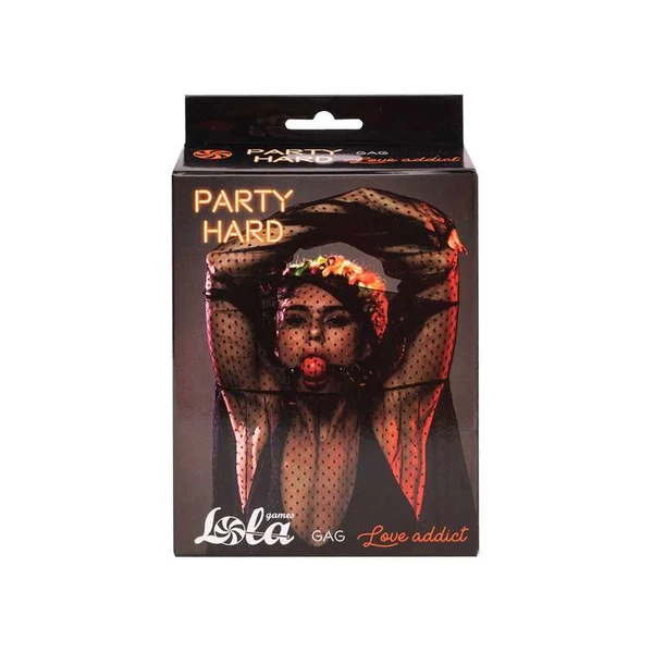 Lola Games Gag Party Hard Love Addict Red - Knebel z kulką, czerwony