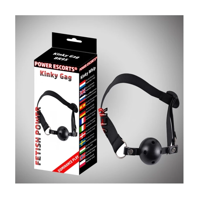 Power Escorts Kinky Gag Black Ball Gag - Knebel z kulką