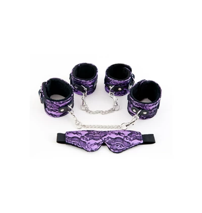 Toyfa Set Hand And Ankle Cuffs Eyemask Tracery Purple - System do krępowania