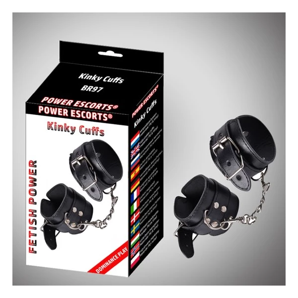 Power Escorts Kinky Cuffs Black Adjustable Cuffs - Kajdanki