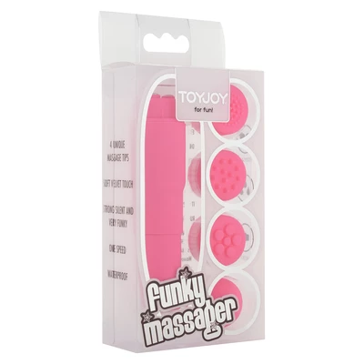 ToyJoy Funky Massager Pink - Wibrator łechtaczkowy z różnymi końcówkami, różowy