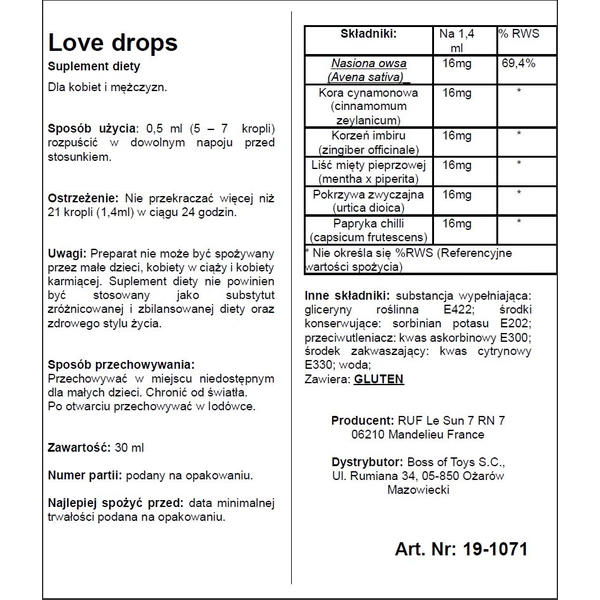 RUF Love Drops 20 Ml - Krople na libido