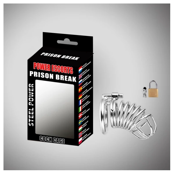 Power Escorts Prison Break Metal Large 50 Mm With Lock - Klatka na penisa