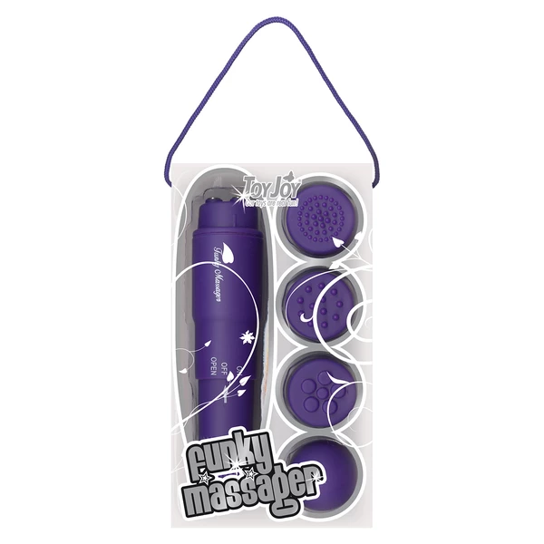 ToyJoy Funky Massager Purple - Wibrator łechtaczkowy z różnymi końcówkami, fioletowy