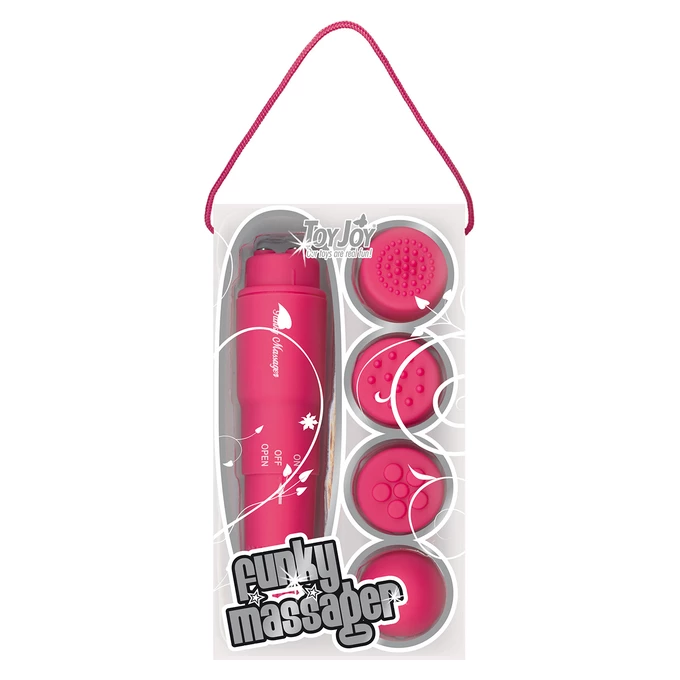 ToyJoy Funky Massager Pink - Wibrator łechtaczkowy z różnymi końcówkami, różowy