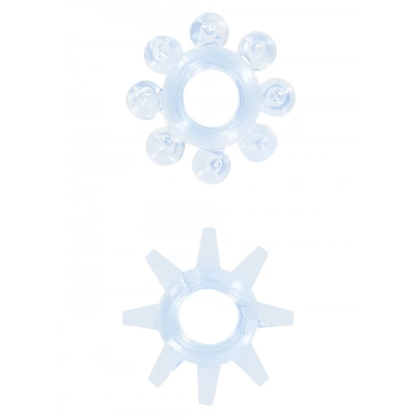 ToyJoy Power Stretchy Rings Blue 2Pcs - Zestaw elastycznych pierścieni erekcyjnych, niebieskie