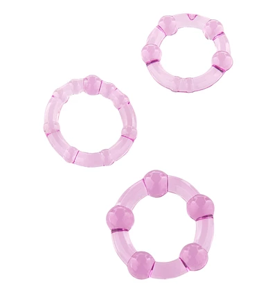 Stay Hard Three Rings - Purple - Zestaw elastycznych pierścieni erekcyjnych, fioletowe