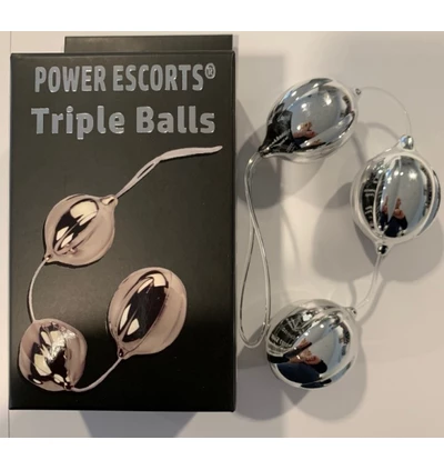 Power Escorts Triple Balls Silver - Kulki analne, srebrne