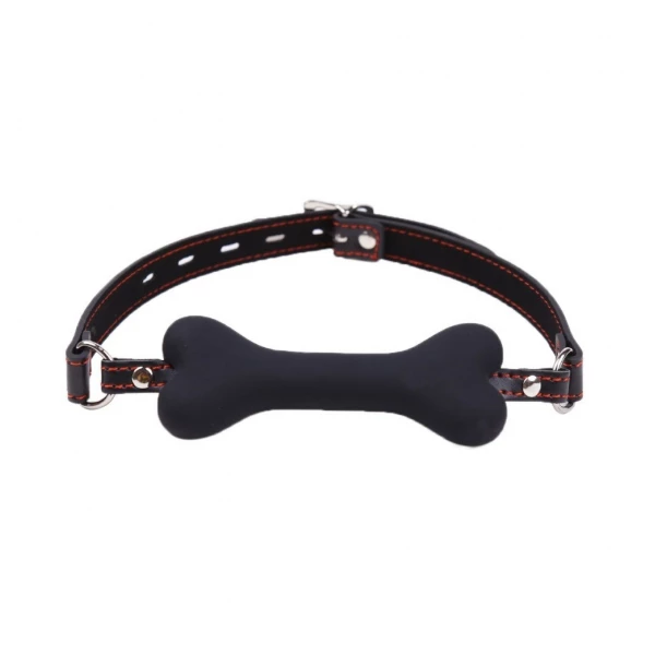 Power Escorts Bone Gag Black - Knebel w kształcie kości, czarny
