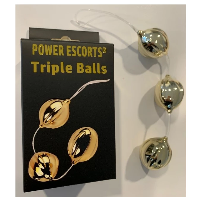 Power Escorts Triple Balls Gold - Kulki analne, złote