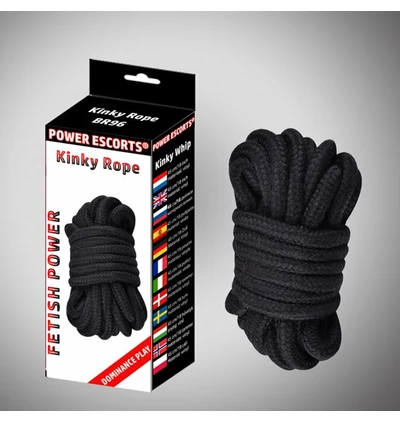 Power Escorts Kinky Rope Black Soft Bondage Rope 5 Meter - Lina do krępowania