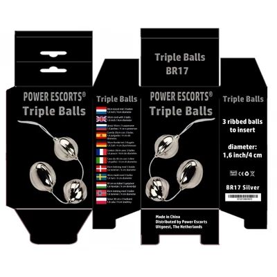 Power Escorts Triple Balls Silver - Kulki analne, srebrne