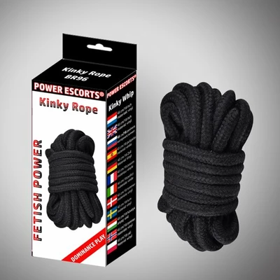 Power Escorts Kinky Rope Black Soft Bondage Rope 5 Meter - Lina do krępowania