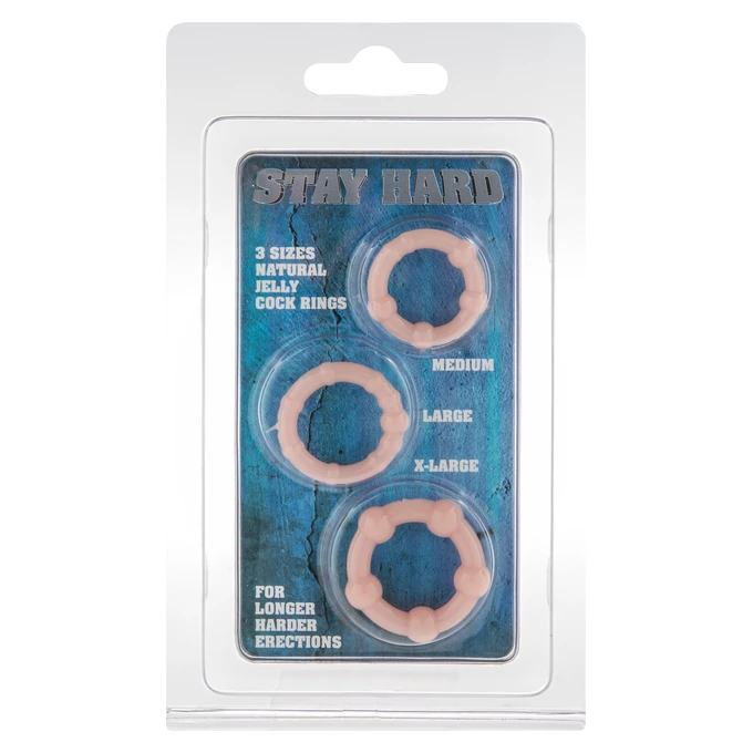 Stay Hard Three Rings - Skin - Zestaw elastycznych pierścieni erekcyjnych, cieliste