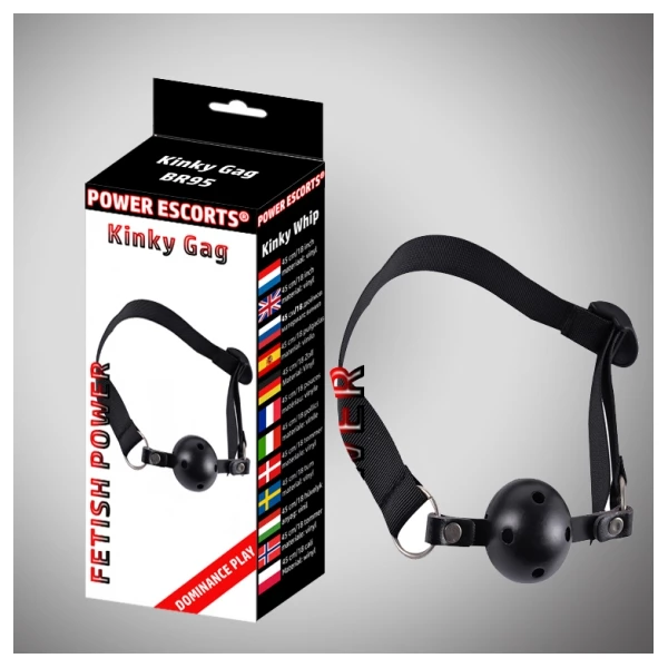 Power Escorts Kinky Gag Black Ball Gag - Knebel z kulką