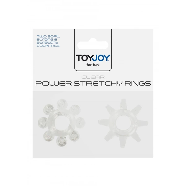 ToyJoy Power Stretchy Rings Clear 2Pcs - Zestaw elastycznych pierścieni erekcyjnych, przezroczyste