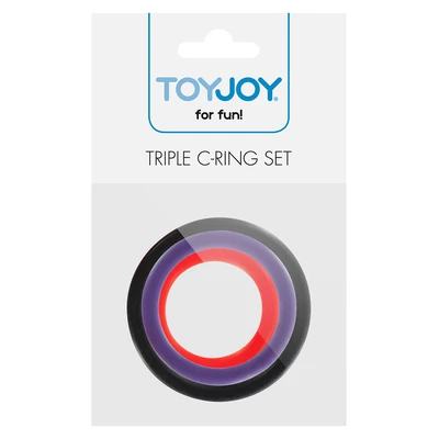 ToyJoy Triple Rings Multicolor 3Pcs - Zestaw elastycznych pierścieni erekcyjnych