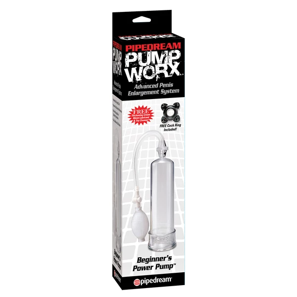 Pipedream Beginners Power Pump Clear - Pompka powiększająca penisa, przezroczysta