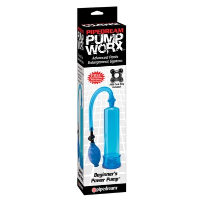Pipedream Beginners Power Pump Blue - Pompka powiększająca penisa, niebieska