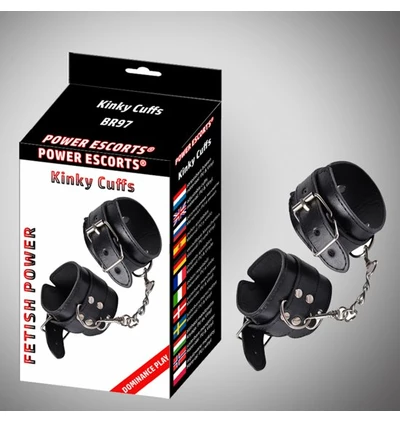 Power Escorts Kinky Cuffs Black Adjustable Cuffs - Kajdanki