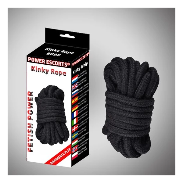 Power Escorts Kinky Rope Black Soft Bondage Rope 5 Meter - Lina do krępowania